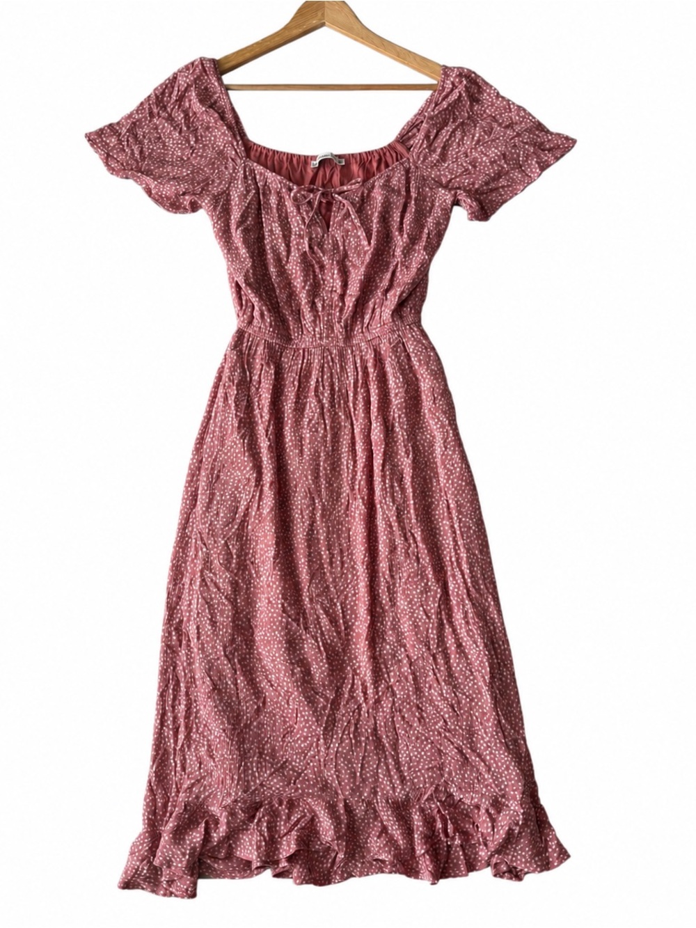 Abercrombie & Fitch Rose Pink/Mauve Polka Dot Midi Dress, Size Small Tall
